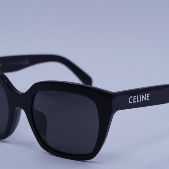 Celine CL40198F 01A Sunglasses Shiny Black Square Frame, Smoke Lenses - Picture 9 of 11